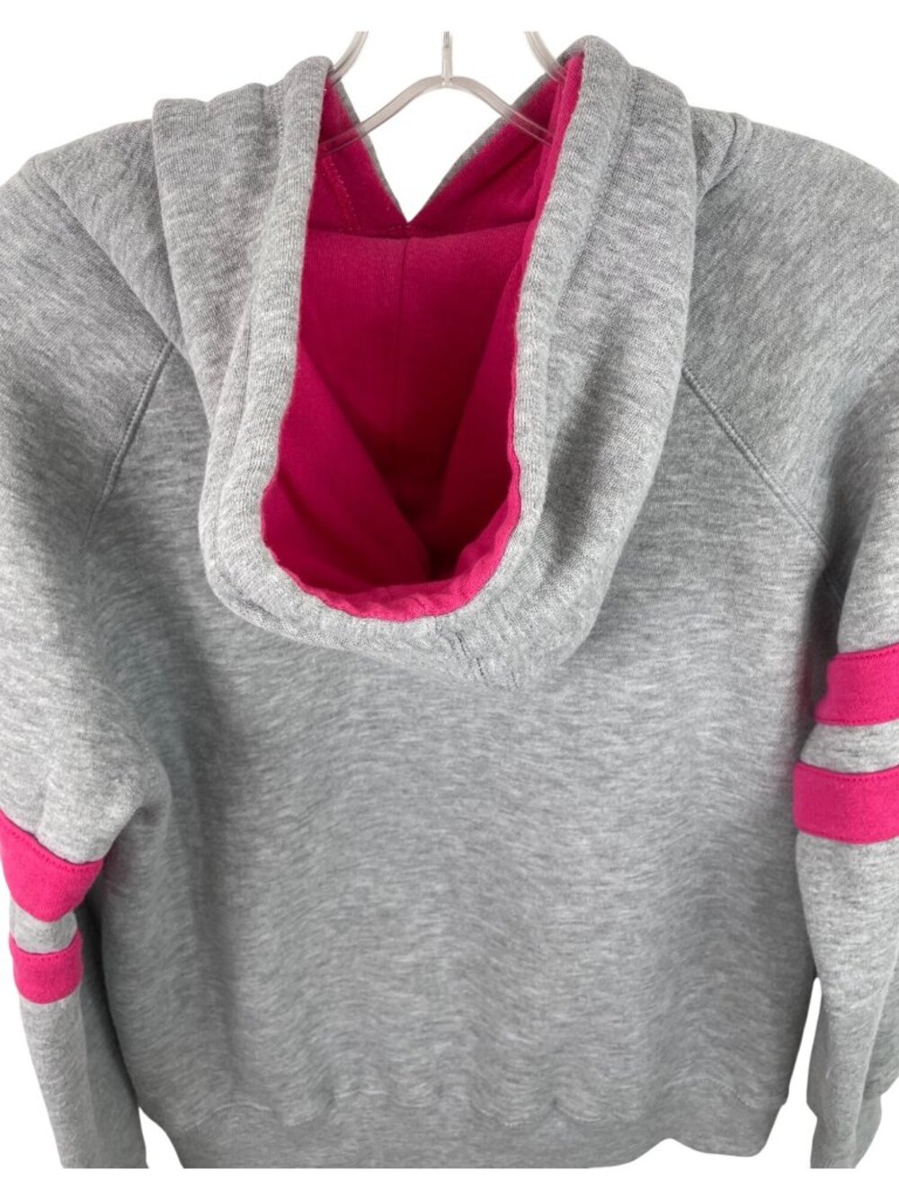 Air Force Gray Hoodie With Pink Stripes & Logo Fleece Lined Womens Size Small - Picture 4 of 7